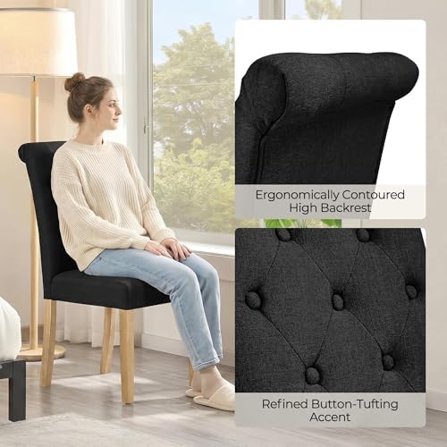Yaheetech Dining Chairs Set of 2 Modern Upholstered Parson Chairs Black