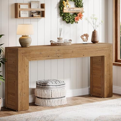 Tribesigns 63-Inch Long Console Table for Entryway, Farmhouse Sofa Console Behind Couch, Narrow Entry Table for Hallway, Foyer, Living Room, Rustic Brown