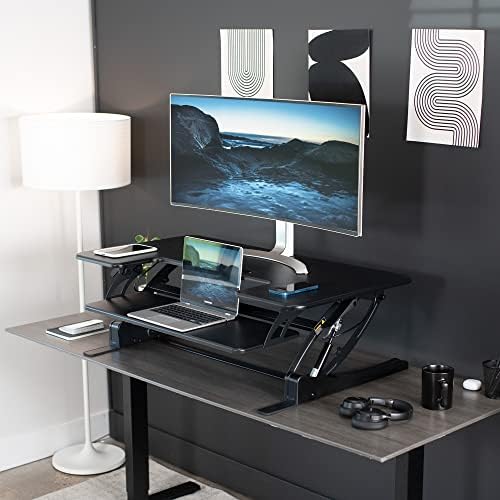 VIVO Dual Tier Standing Desk Converter, 42" Black Top