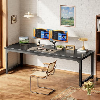 PRAISUN 70.9 x 24 Inch Computer Desk, 0.95'' Thicker, Heavy Duty, Black