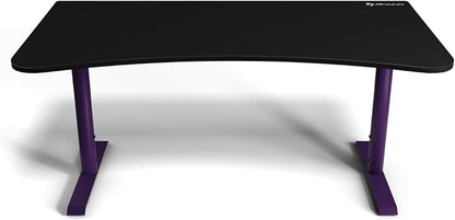 Arozzi Arena Ultrawide Curved Gaming and Office Desk with Full Surface Water Resistant Desk Mat with 3 Custom Monitor Mount Cut Outs and Under The Desk Cable Management Netting - Deep Purple