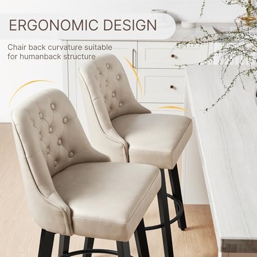 KISLOT Swivel Barstools, 26" Counter Height,4-Pack,Beige