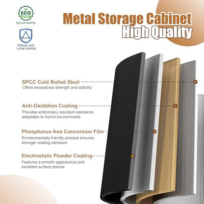 Metal Wardrobe Closet with Lock Doors and 3 Adjustable Shelves