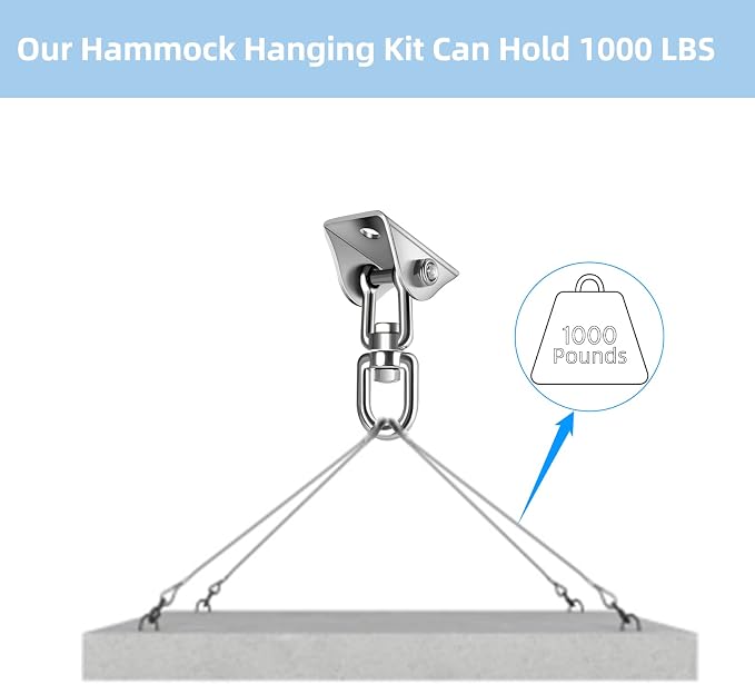HOMPER Hammock Hanging Kit, 1000 lb Capacity Heavy Duty 360° Rotate Swing Hooks for Chair, Yoga, Outdoor Patio Porch