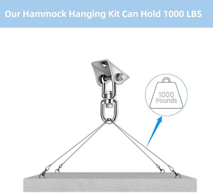 HOMPER Hammock Hanging Kit, 1000 lb Capacity Heavy Duty 360° Rotate Swing Hooks for Chair, Yoga, Outdoor Patio Porch