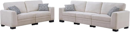 Legend Vansen Oversized Modular Sectional Sofa,U/L-Shaped Corduroy Couch with Ottoman,Deep Seat & Removable Cushion,Easy Assembly for Living Room Apartment,5 Seater,Cream
