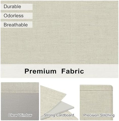 WUIKE Closet Storage Bins, Clear Window, Linen Beige, Large, 3-Pack