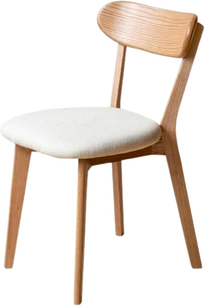 100% Solid Wood Dining Chairs,Mid Century Modern Dining Chairs with Rounded Backrest,Kitchen,Dining Room Chairs Set of 1/2/4 (1, Original Color White Upholstery)