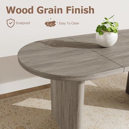 GarveeHome 63" Long Oval Dining Table with Wooden Base for 2-4 People