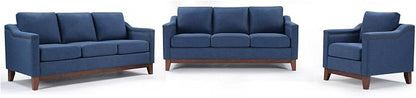 HAOMARKETS Modern 3 Piece Sofa Set with Rivets, Included Fabric Accent Chair, and Upholstered 3-Seater Couches Set of 2 with Solid Wood Legs, Living Room Furniture Set,Blue
