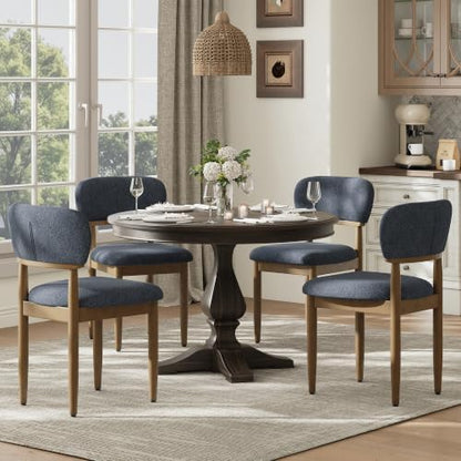 MALOL Dining Chairs Set of 4, Modern Kitchen Chairs with Wood Legs,Blue
