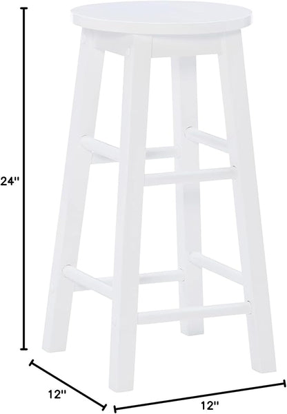 Linon Zeke White 24" Counter Stool with Round Seat