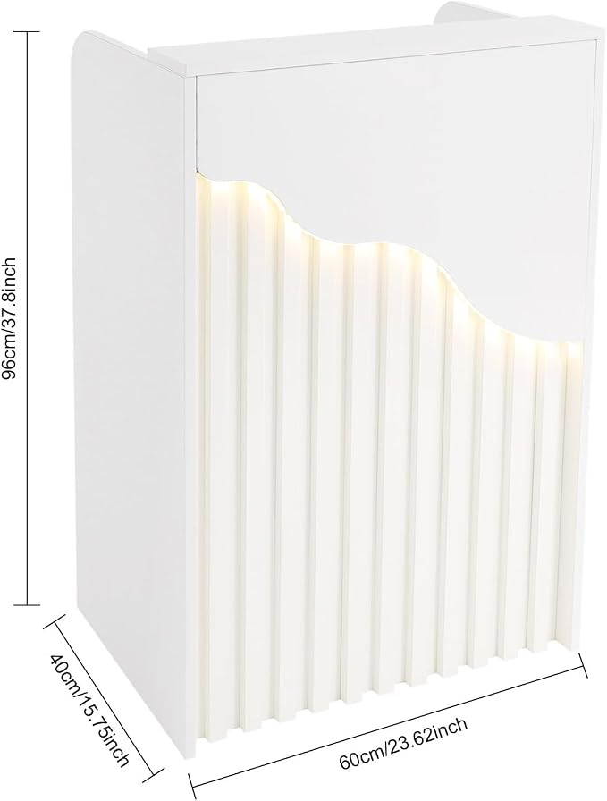 Reception Desk with Counter, Front Desk Reception Counter with LED Light & Lockable Drawer, Wooden Checkout Counter for Lobbies, Salons, Retail, Home Offices, Reception Room - Warm White
