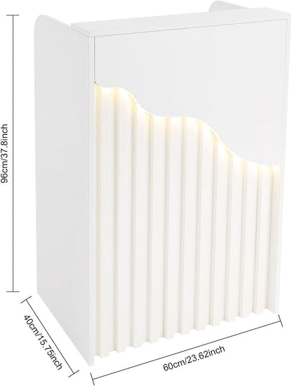 Reception Desk with Counter, Front Desk Reception Counter with LED Light & Lockable Drawer, Wooden Checkout Counter for Lobbies, Salons, Retail, Home Offices, Reception Room - Warm White