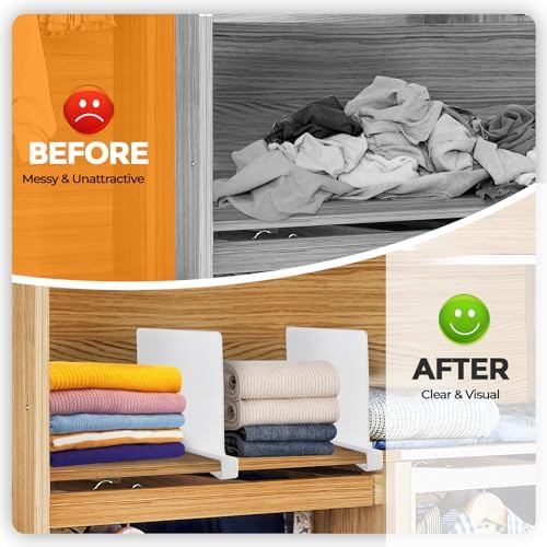 White Acrylic Shelf Dividers for Closets Organizer & Storage,8 Pack