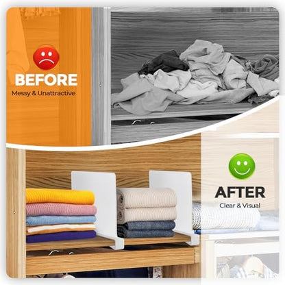 White Acrylic Shelf Dividers for Closets Organizer & Storage,8 Pack
