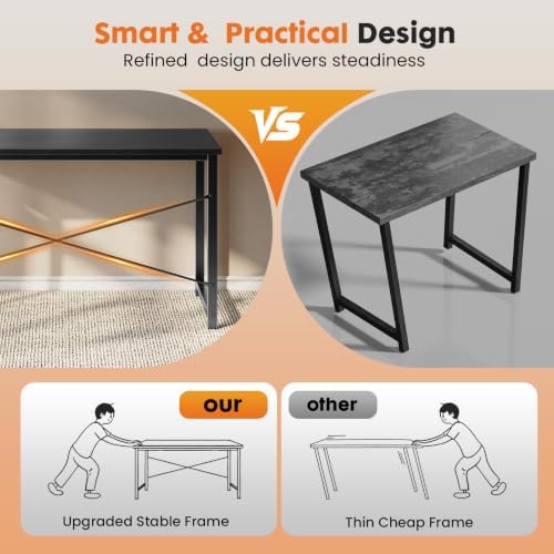 Sweetcrispy 32-Inch Small Computer Desk for Bedroom Home Office, Black