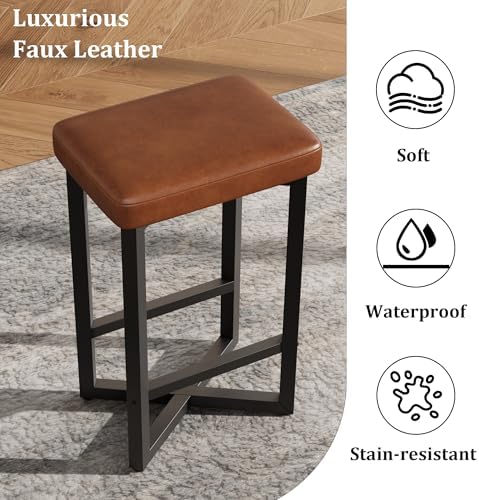 IDEALHOUSE Bar Stools Set of 4, 24.6" Counter Height Backless Barstools