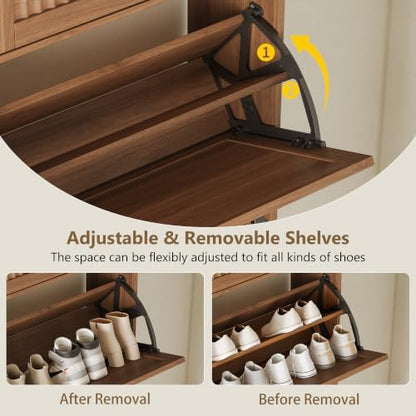Shoe Cabinet for Entryway with 4 Flip Drawers & 2 Storage Drawers