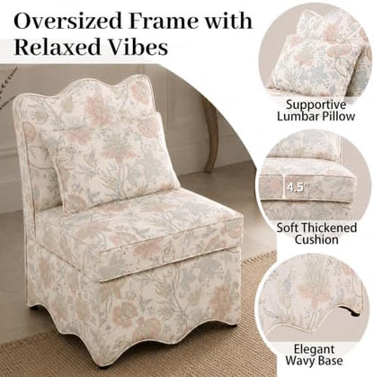 Floral Accent Chairs Set of 2, French-Inspired Lounge Chair