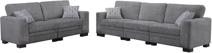 Legend Vansen Oversized Modular Sectional Sofa,U/L-Shaped Corduroy Couch with Ottoman,Deep Seat & Removable Cushion,Easy Assembly for Living Room Apartment,5 Seater,Grey