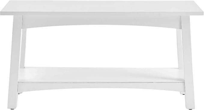 Craftsbury 36-Inch Solid Wood Entryway Bench with Storage Shelf – Easy Assembly Small Seating Bench for Hallway, Living Room, or Foyer by Alaterre Furniture (White)
