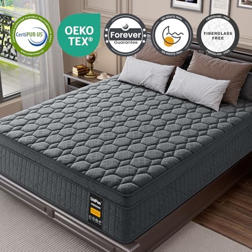 10 inch Firm King Mattress for Pain and Pressure Relief, Hotel Style Hybrid Mattress with Extra Back and Lumbar Hip Support, Fiberglass Free, 365 Nights Trial