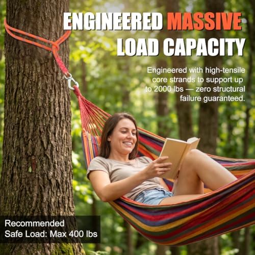 2 Pack Tree Swing Straps Hanging Kit with Stainless Steel Carabiner