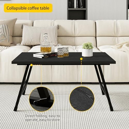 Rectangular Folding Coffee Table Perfect for Small Spaces Black