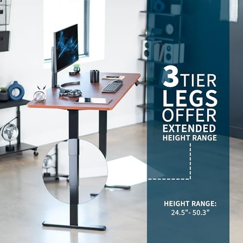 VIVO Electric Dual Motor Standing Desk, 71" x 30" Dark Walnut Top