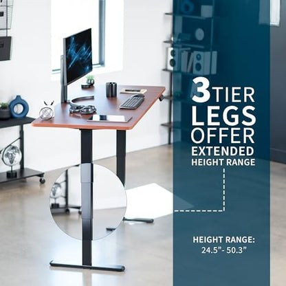 VIVO Electric Dual Motor Standing Desk, 71" x 30" Dark Walnut Top