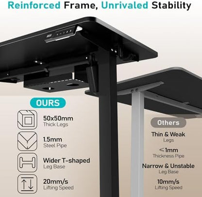 Electric Standing Desk, 40" x 24" Small Sit Stand Desk, Black