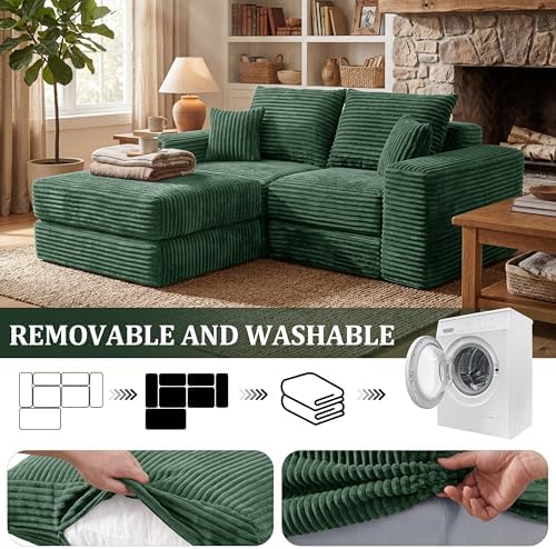 Boneless Couch Comfy Cloud Modular Sectional Sofa with Non Slip Base, Modern L-Shaped Couch with Chaise, Sleeper Sofa for Living Spaces, No Assembly & Deep Seat