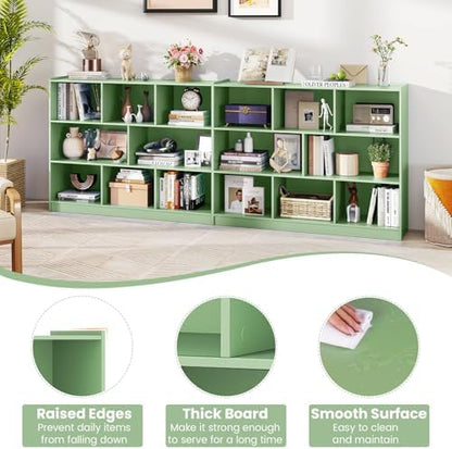 Giantex 8 Cube Bookcase, Freestanding 3-Tier Open Bookshelf, Mint Green