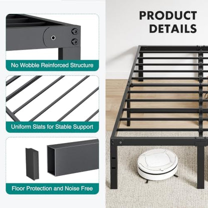 OLIXIS Full Size Metal Platform Bed Frame with Storage Space
