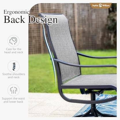 Sophia & William Outdoor Dining Set for 8 w/Swivel Mesh Chairs, Grey