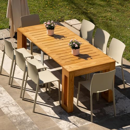 Mobili Fiver, Easy, Extendable Garden Console Table with Leaf Storage, 17.72(120.08) x35.43 in, Teak Colour, Made in Italy