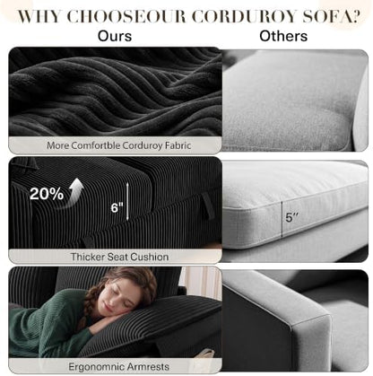 Sectional Sleeper Sofa with Pull Out Bed, Corduroy Couch with Storage