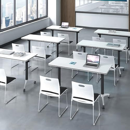 Folding Conference Room Tables with Wheels, Black 8Pack Training Tables
