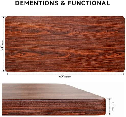 BIZUM Whole-Piece Particle Board Table Top Wood Countertop for Standing Desk DIY, 63x28x1 Inch Mahogany Desk Top