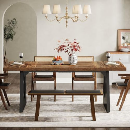 Tribesigns 70.86" Rectangular Dining Table for 6-8 (Dark Brown)