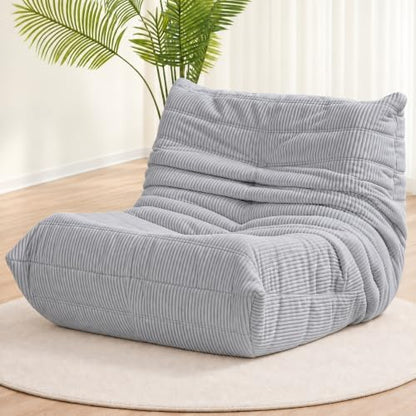 N&V Fireside Chair, Corduroy Armless Floor Sofa, Single, Harbour Grey