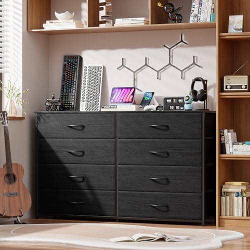 Wide Dresser for Bedroom, TV Stand for 55'', 8 Drawer Dorm Dresser
