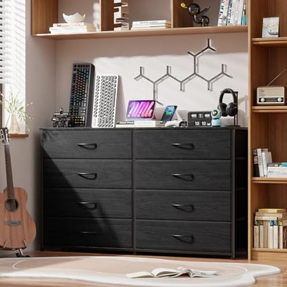 Wide Dresser for Bedroom, TV Stand for 55'', 8 Drawer Dorm Dresser