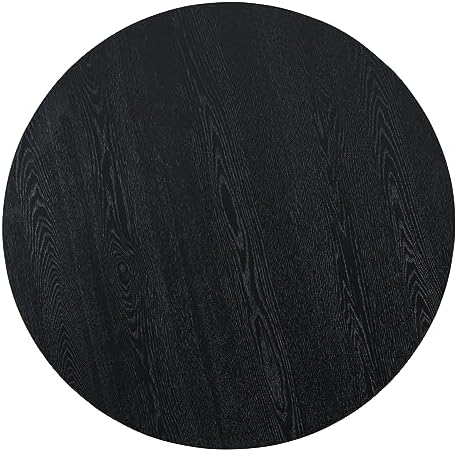 Merax Retro Round Dining Table, Minimalist Elegant Style, Wood Construction for Dining/Living Room, Black
