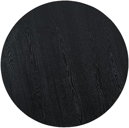 Merax Retro Round Dining Table, Minimalist Elegant Style, Wood Construction for Dining/Living Room, Black