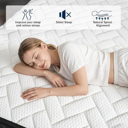 Holidaymoon Queen Mattress 12 Inch, Memory Foam Hybrid Pocket Spring Medium Firm in a Box, Cooling Breathable Bedding for Home Bedroom（12 Queen）