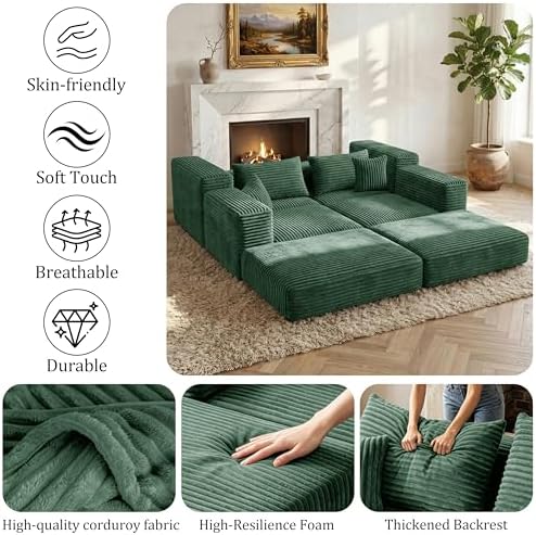 Boneless Couch Comfy Cloud Modular Sectional Sofa with Non Slip Base, Modern L-Shaped Couch with Chaise, Sleeper Sofa for Living Spaces, No Assembly & Deep Seat