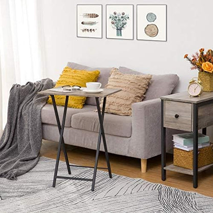 HOOBRO Folding TV Table, TV Tray, Stable Snack Table for Small Space