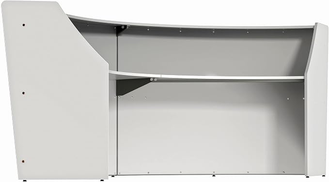 Linea Italia Curved Modern Office Desk Easy to Assembly 2 Panel Reception Counter for Lobby, Salon, 124" x 49", White